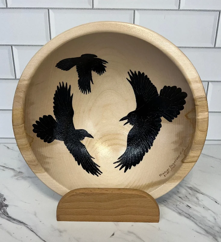 high-end bamboo serving plates for restaurants -Raven Art Bowl