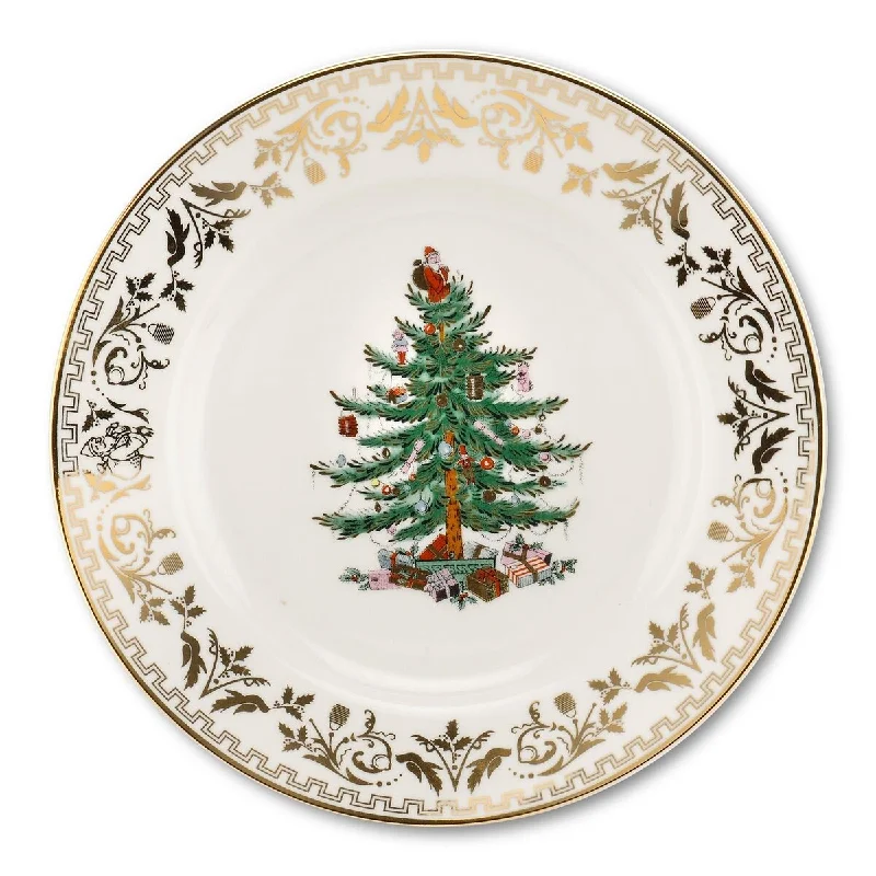 premium porcelain serving platters for picnics -Spode Christmas Tree Gold Salad Plate