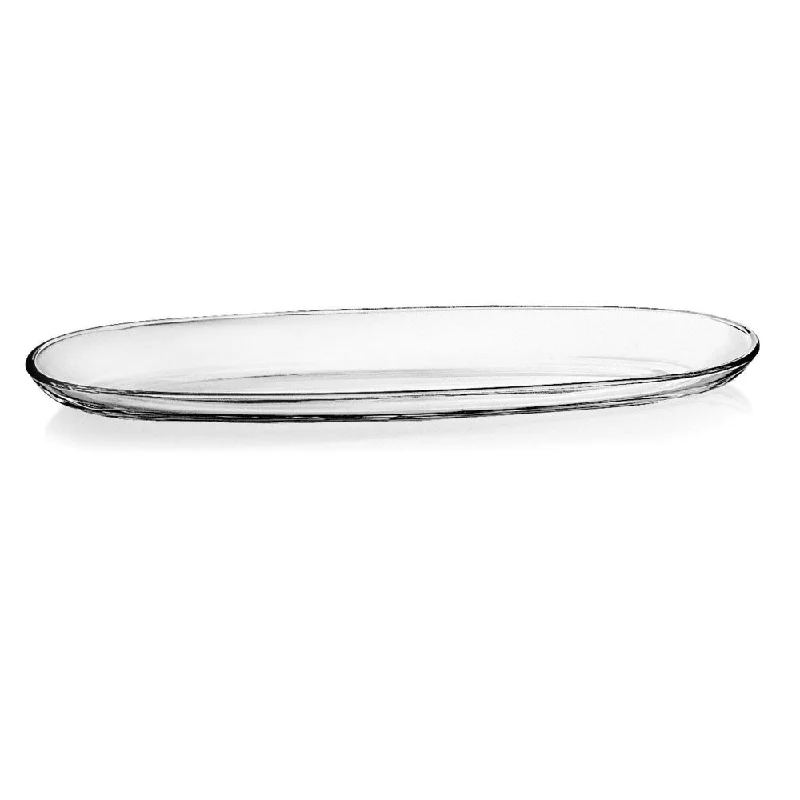 premium bamboo serving platters for family meals -Majestic Gifts Clear Glass Oval Plate (Set of 2)