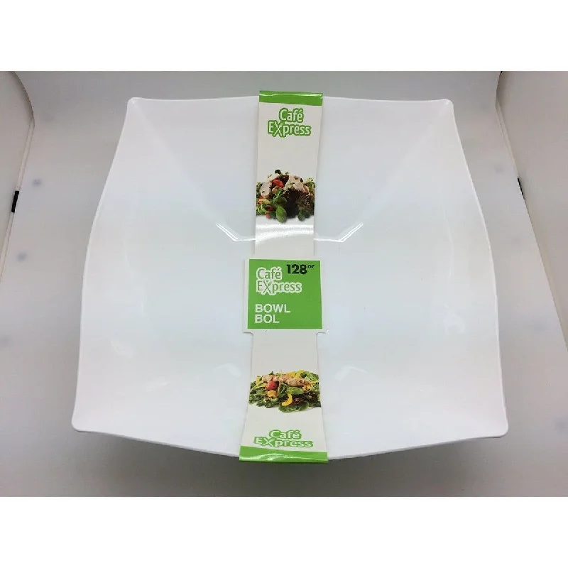 eco-friendly bamboo plates for catering services -Plastic White 128 oz. Square Bowl