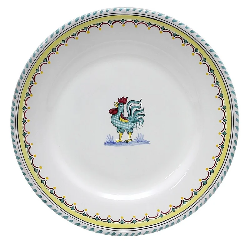 modern bamboo serving bowls for fine dining -ORVIETO GREEN ROOSTER SIMPLE: Dinner Plate