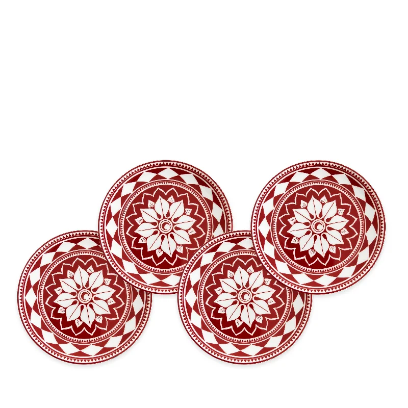 premium porcelain dinner plates for outdoor events -Fez Crimson Small Plates