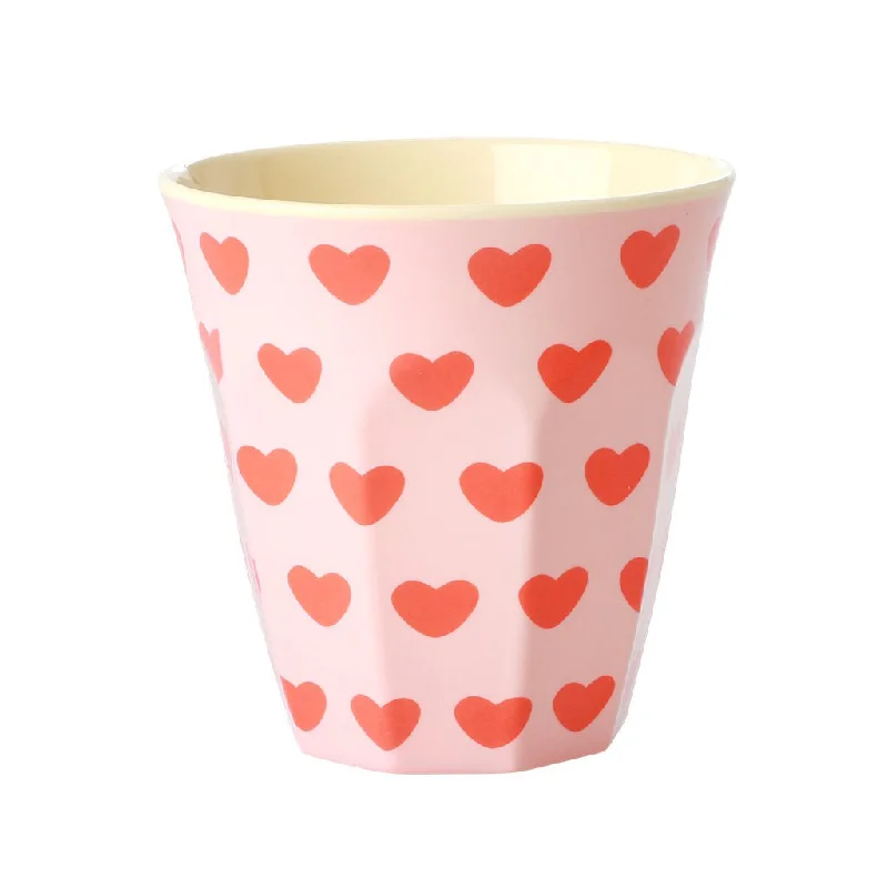 cute coffee mug for friends -Rice DK Melamine Cup with Sweet Hearts Print - Medium