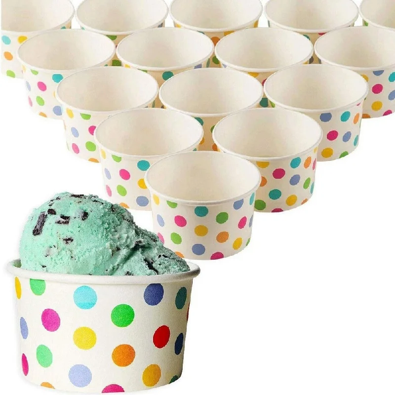 premium bamboo plates for formal dinners -Juvale 50-Count Paper Ice Cream Sundae Cups, Yogurt Dessert Bowls, Rainbow Dots