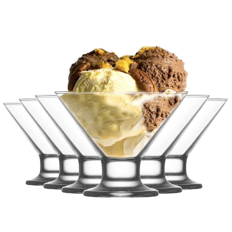 premium porcelain serving platters for picnics -165ml Clear Crema Glass Ice Cream Bowls - Pack of Six - By LAV