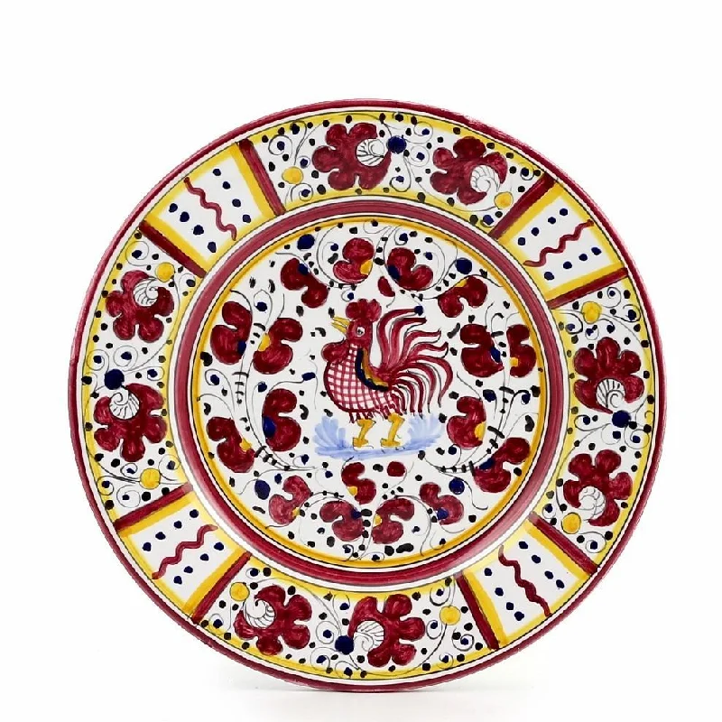 reusable porcelain cups for picnics -ORVIETO RED ROOSTER: Salad Plate