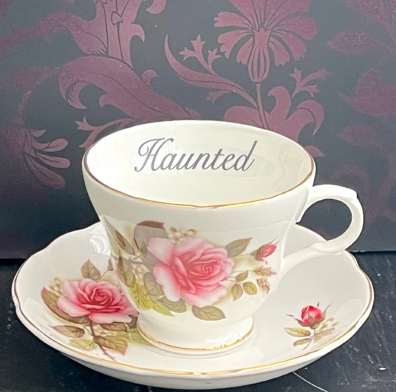 luxury tea mug -Vintage Haunted cup and saucer