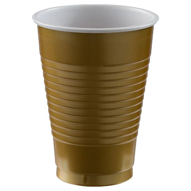 eco travel coffee mug -PLASTIC CUPS - GOLD SPARKLE   12OZ   20 COUNT