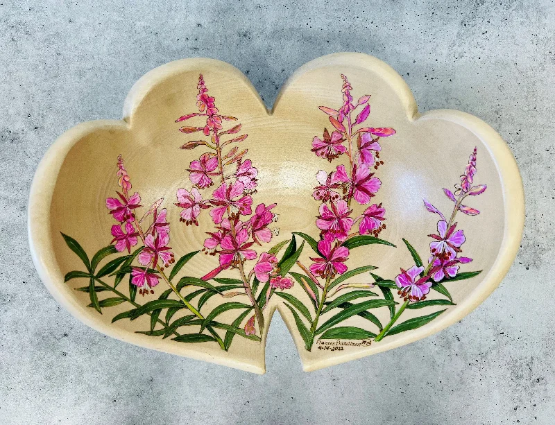 stylish bamboo dinner plates for holiday parties -Fireweed Double Heart Bowl