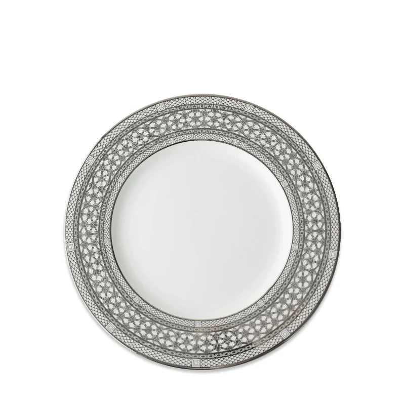 modern porcelain serving plates for fine dining -Hawthorne Ice Platinum Salad Plate