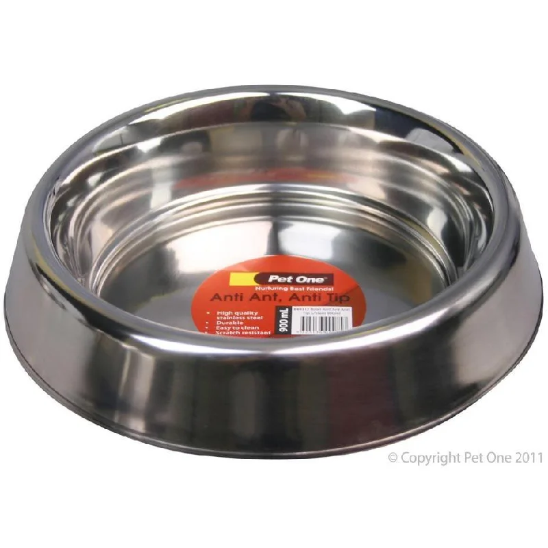 stylish bamboo plates for large events -Pet One Bowl Stainless Steel Anti Ant 900Ml