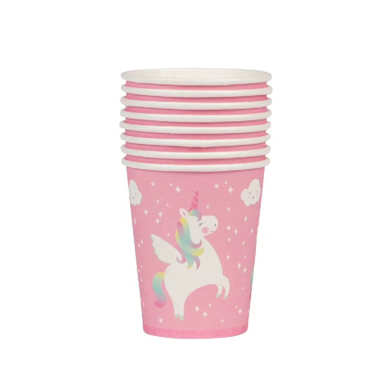 reusable coffee cup with lid -RJB Stone Set of 8 Rainbow Unicorn Paper Cups