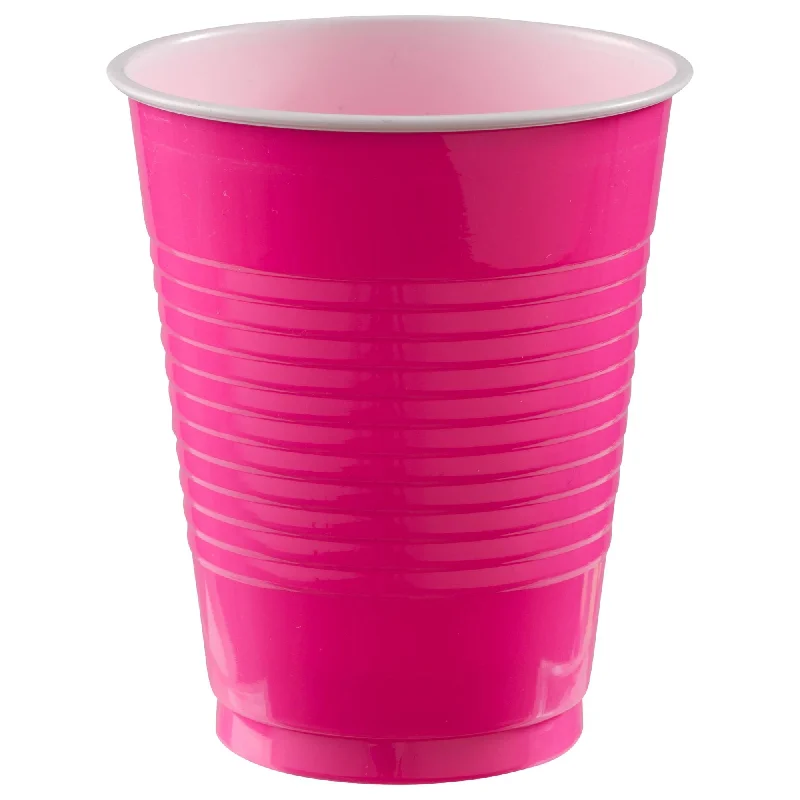 cute coffee mug for friends -PLASTIC CUPS - BRIGHT PINK   18OZ   20 COUNT