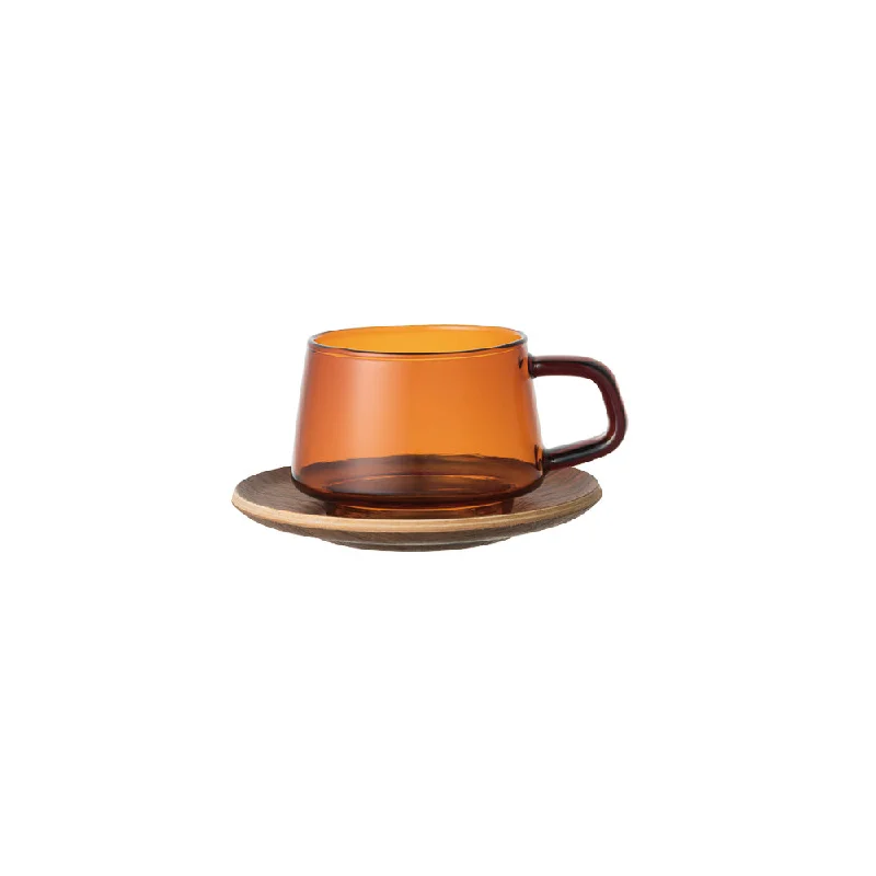 customized travel mug -Kinto SEPIA Cup and Saucer Amber, 270ml