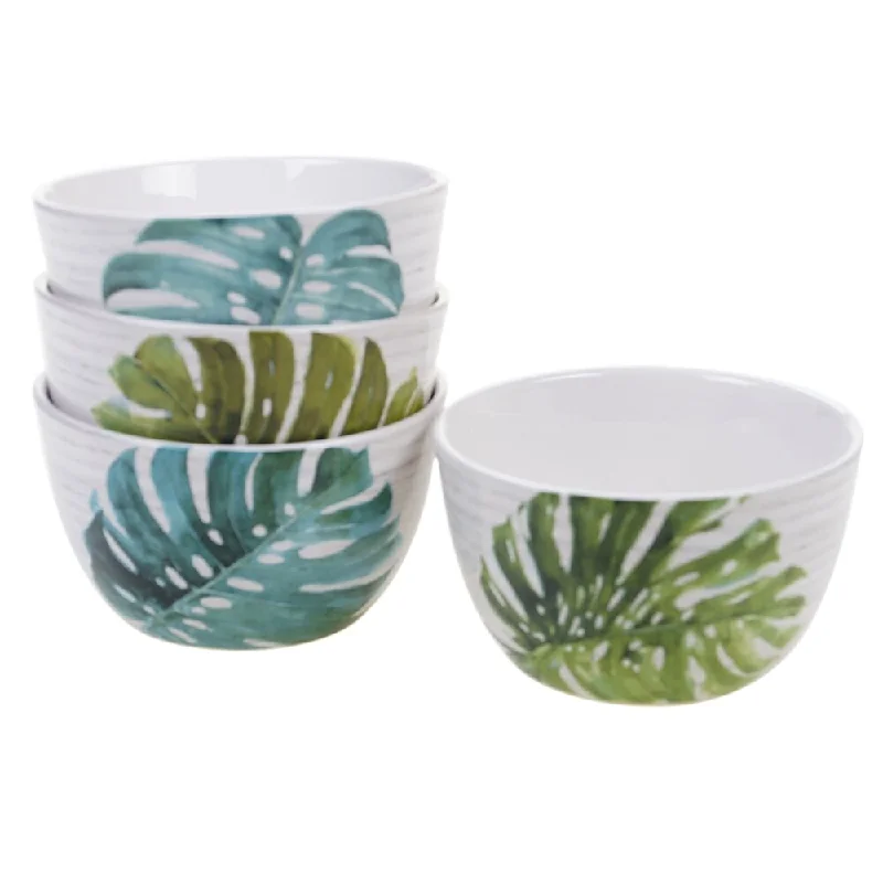 high-end porcelain serving bowls for family meals -Certified International Palm Leaves 5.25-inch Ice Cream Bowls (Set of 4)