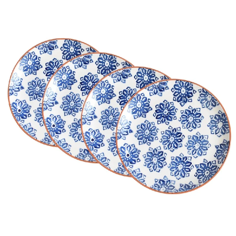 reusable bamboo plates for special events -Euro Ceramica Azul Tile Salad Plates (Set of 4)