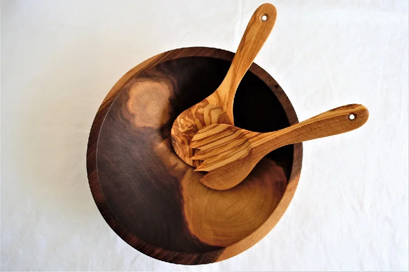 stylish bamboo dinnerware sets for picnics -Black Walnut Salad Bowl 12" (Serves 4) Free Shipping