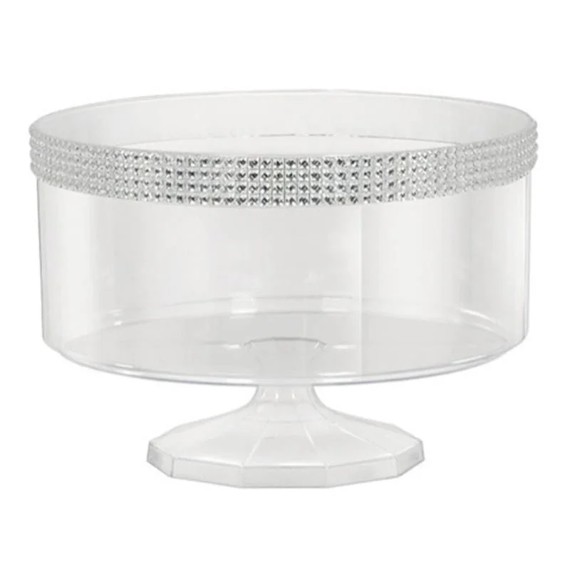 eco-friendly bamboo bowls for outdoor picnics -Trifle Container With Gems Small - Silver