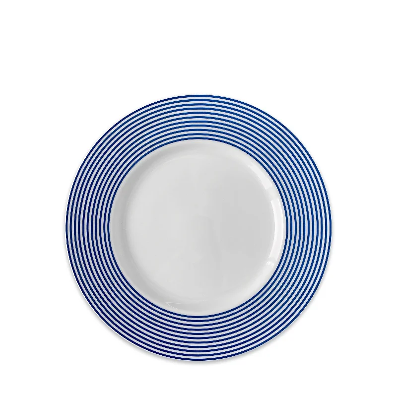 reusable bamboo flatware for family gatherings -Newport Stripe Rimmed Salad Plate