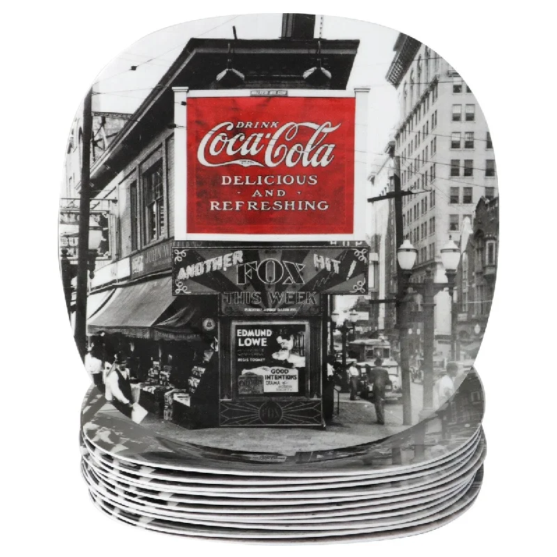 eco-friendly bamboo bowls for outdoor picnics -Coca Cola Coke Noir 12 Piece 8.25" Dessert Plate