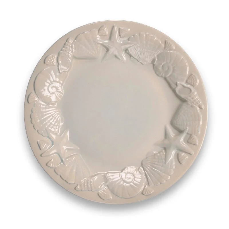 modern bamboo dinnerware for outdoor events -Coral Reef Sea Shell Opal Blue Dinner Plate