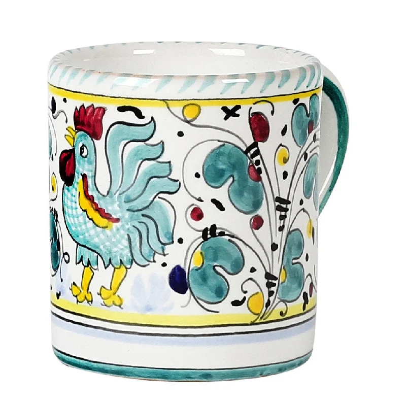 high-end porcelain serving bowls for family meals -ORVIETO GREEN ROOSTER: Mug (10 OZ)