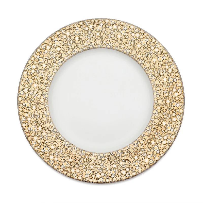 modern porcelain serving plates for fine dining -Ellington Shimmer Gold & Platinum Dinner Plate