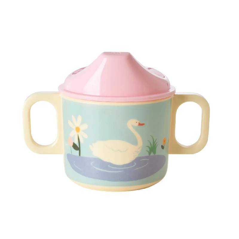 coffee mug with your name -Rice DK Melamine 2 Handle Baby Cup with Swan Print