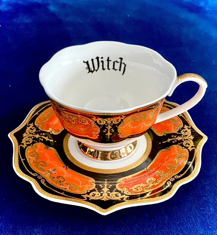 coffee mug with motivational message -Halloween Witch Cup and saucer