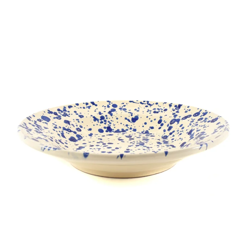 luxury bamboo serving plates for large gatherings -Puglia Blue Splatter Pasta Bowl, 29cm