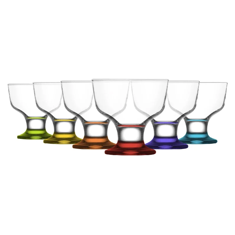 stylish porcelain dinner plates for casual meals -285ml Destina Multicolour Glass Ice Cream Bowls - Pack of Six  - By LAV