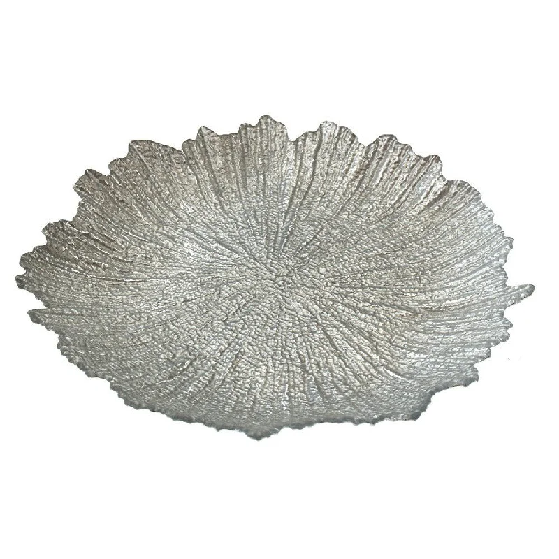 luxury porcelain dinner plates for BBQs -Briliant Coral Silver Dinner Plate