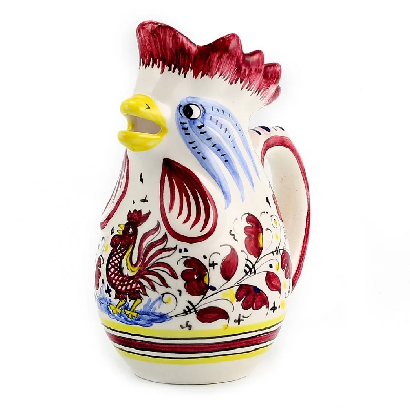 eco-friendly bamboo bowls for catering services -ORVIETO RED ROOSTER: Rooster of Fortune Pitcher (1 Liter 34 Oz 1 Qt)