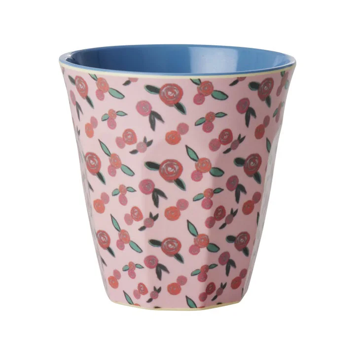 coffee mug with gold trim -Rice DK Melamine Cup with A Rose Is A Rose Print - Medium - 250 ml