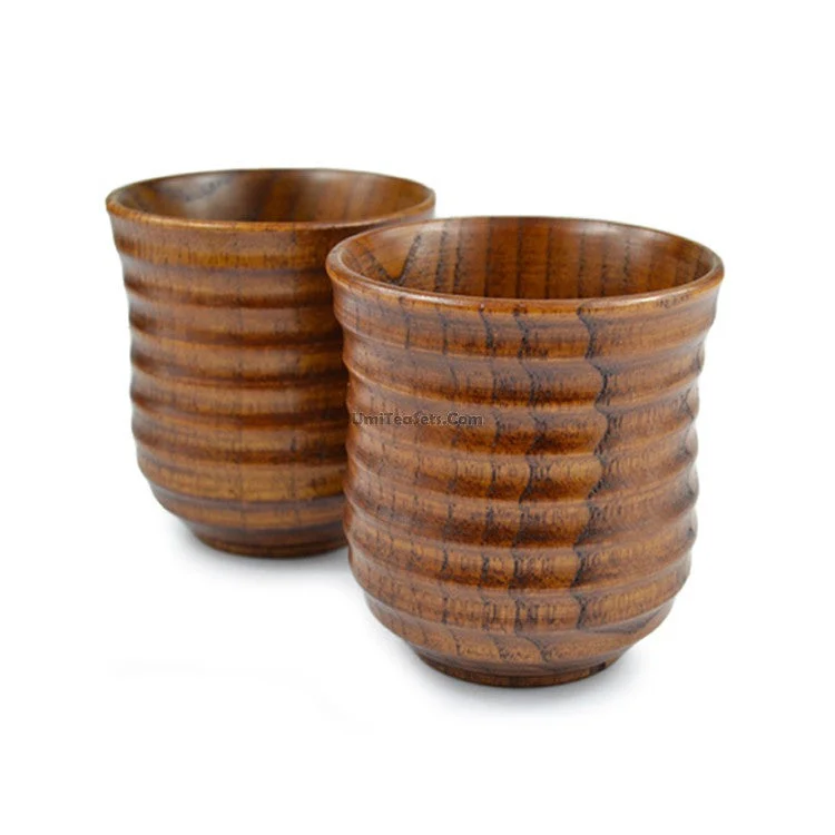 tea mug with lid -Moire Japanese Wooden Tea Cup (Set of 2)