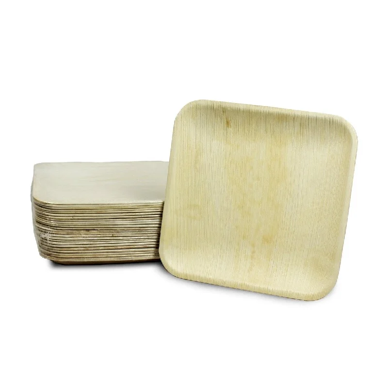 stylish bamboo dinner plates for holiday parties -Daily Boutik Palm Leaf Plates Square 8" Inch (Set of 100/50/25)