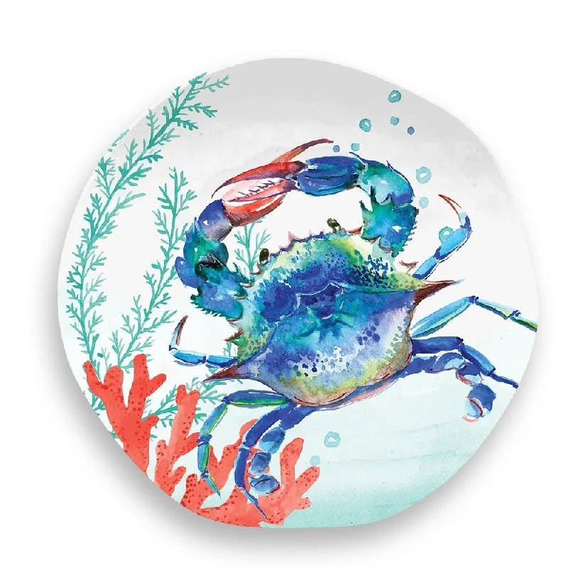 reusable bamboo dinner plates for family dinners -Sea Life Salad Plate Crab