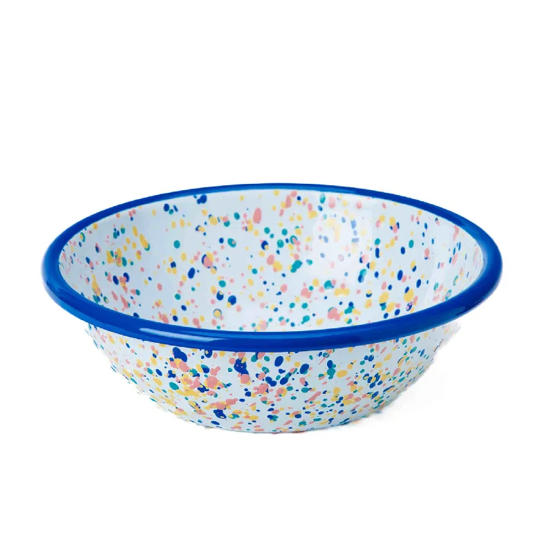 premium porcelain dinnerware sets for large gatherings -Blue Dot Enamel Salad Bowl