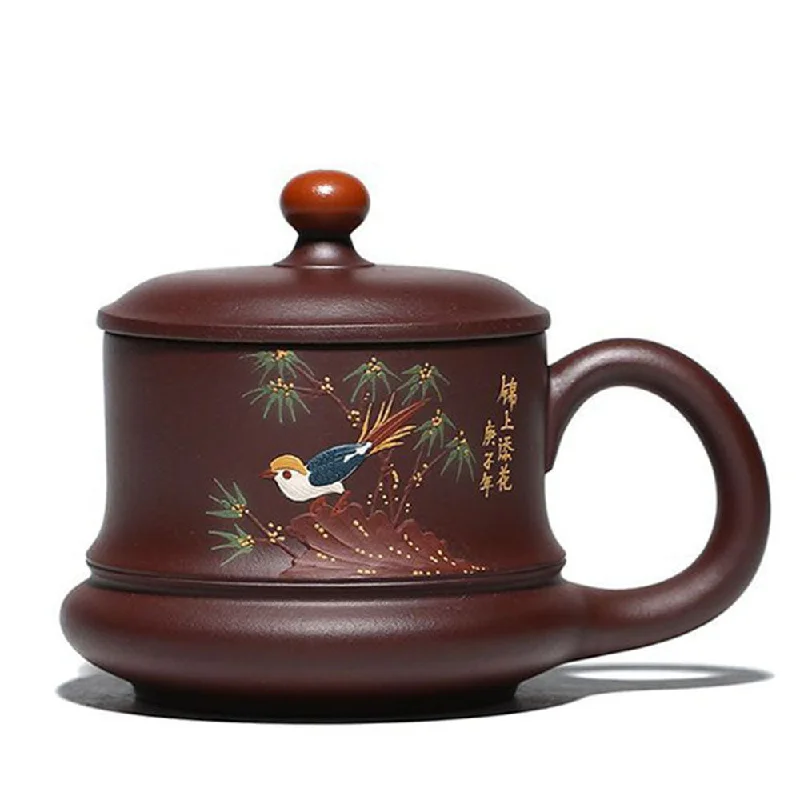 travel coffee cup with cute design -Yixing Purple Clay Bird Tea Cup