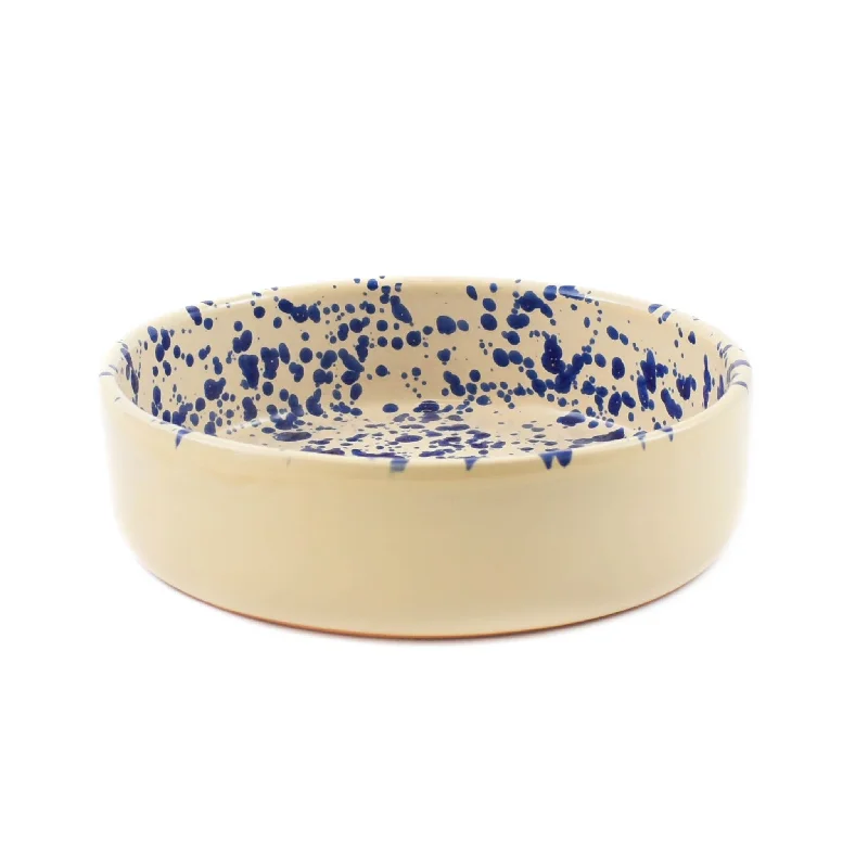 high-end bamboo flatware for formal events -Puglia Blue Splatter Pet Bowl, 19.5cm