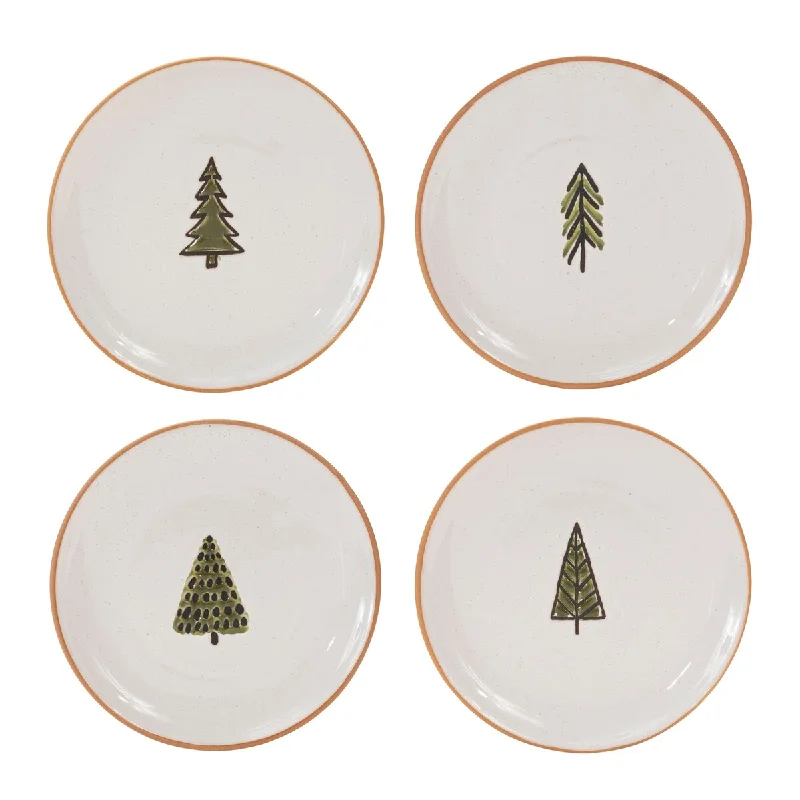 personalized porcelain cups for special events -Ceramic Pine Tree Plate (Set of 4)