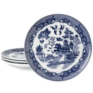 eco-friendly porcelain serving bowls for daily use -Blue Willow Dinner Plate (Set of 4)