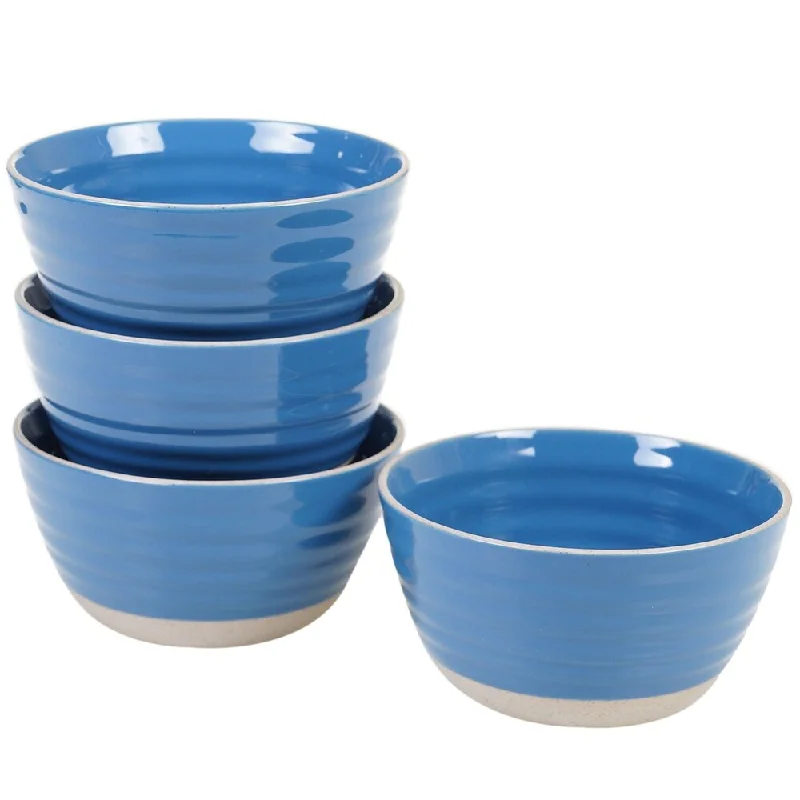 reusable bamboo serving bowls for catering -Certified International Artisan Blue 6-inch Ice Cream Bowls (Set of 4)