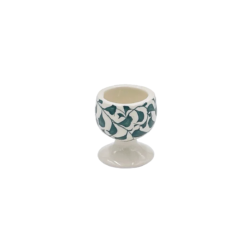 oversized ceramic mug -Green Scroll Egg Cup