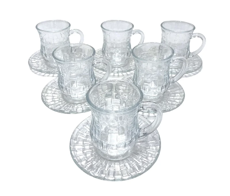 high-end coffee cup -6 PC GLASS TEA CUP & SAUCER