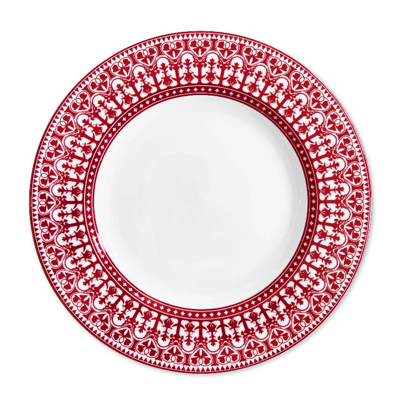 eco-friendly bamboo serving plates for formal occasions -Casablanca Crimson Rimmed Dinner Plate