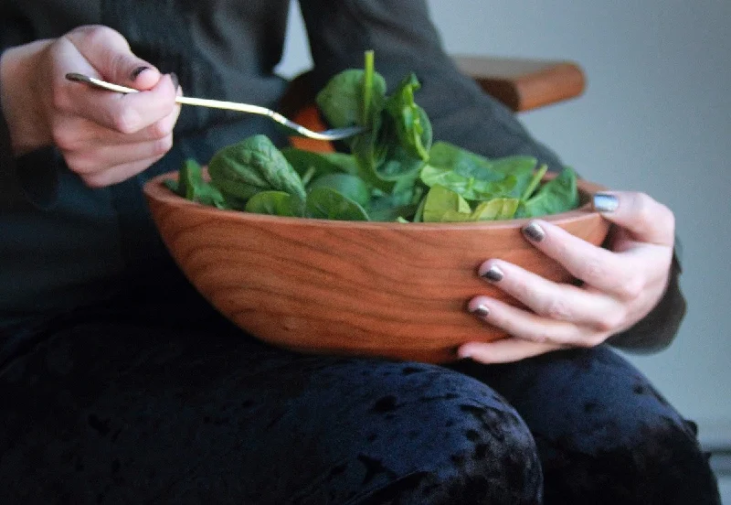 eco-friendly bamboo dinnerware for kids -Salad and Serving Bowl Cherry 10"