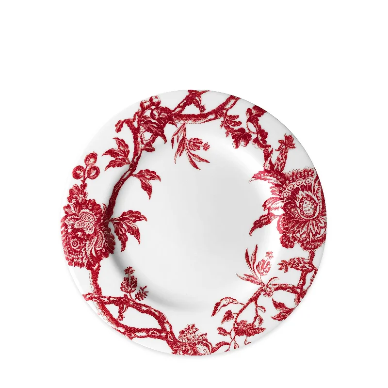 premium porcelain serving bowls for BBQs -Arcadia Crimson Rimmed Salad Plate