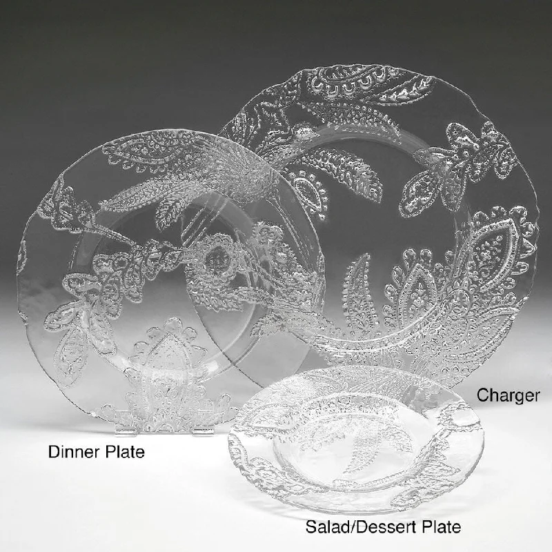 stylish porcelain dinner plates for casual meals -Red Pomegranate Gilded Tableware Silver Park Ave Plates (Set of 4)