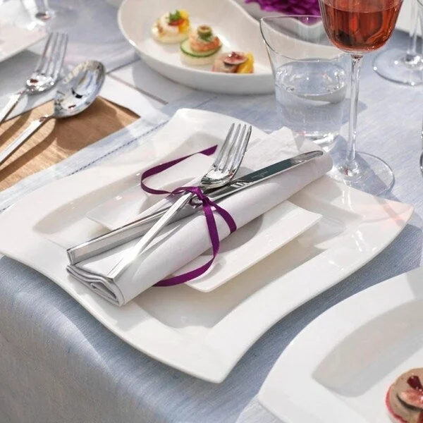 luxury bamboo serving trays for large events -Villeroy & Boch NewWave 9 1/2 in Square Salad Plate